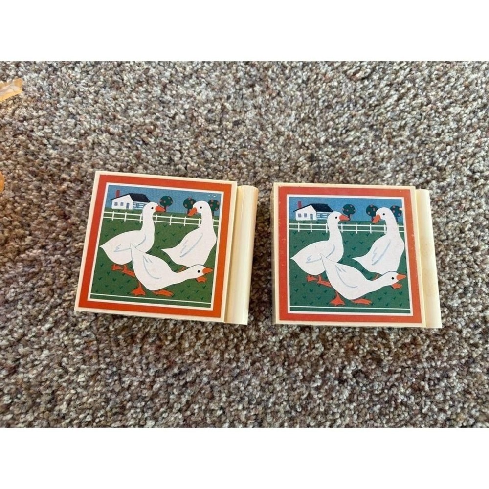 Cottagecore ducks in a farm scene magnetic pen holders